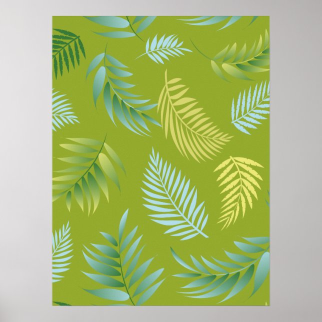 Poster Padrão de Folhas Tropicais 16 (Frente)