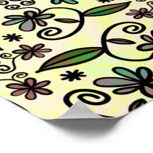 Poster Padrão de Folhas Verdes
