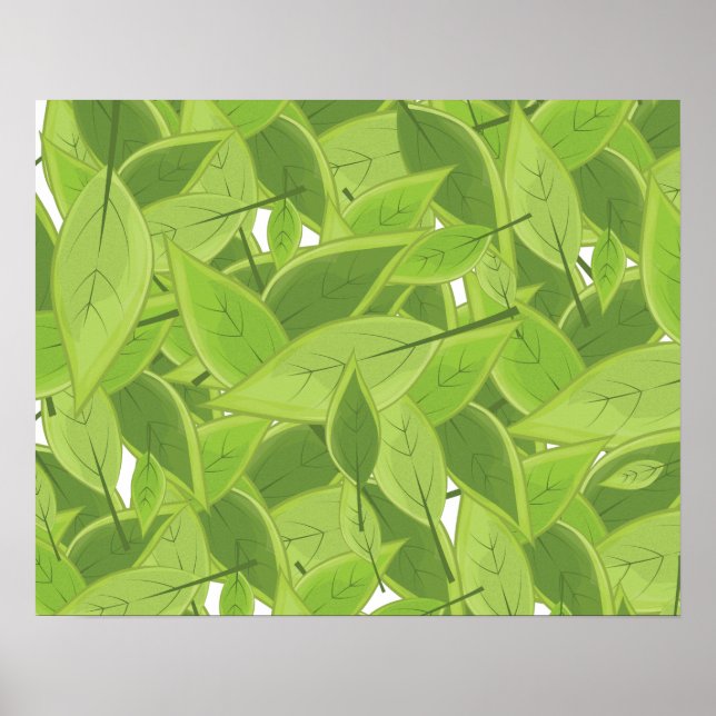 Pôster Padrão de Folhas Verdes (Frente)