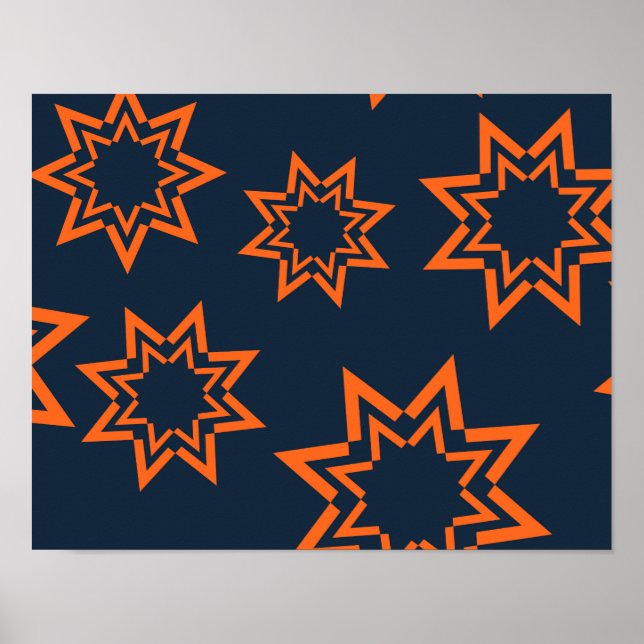 Poster Padrão de forma de estrela divertida, laranja, leg (Frente)