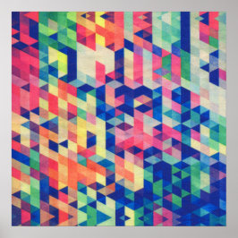 Poster Padrão de Formas de Aquarela Geométrica de abstrat