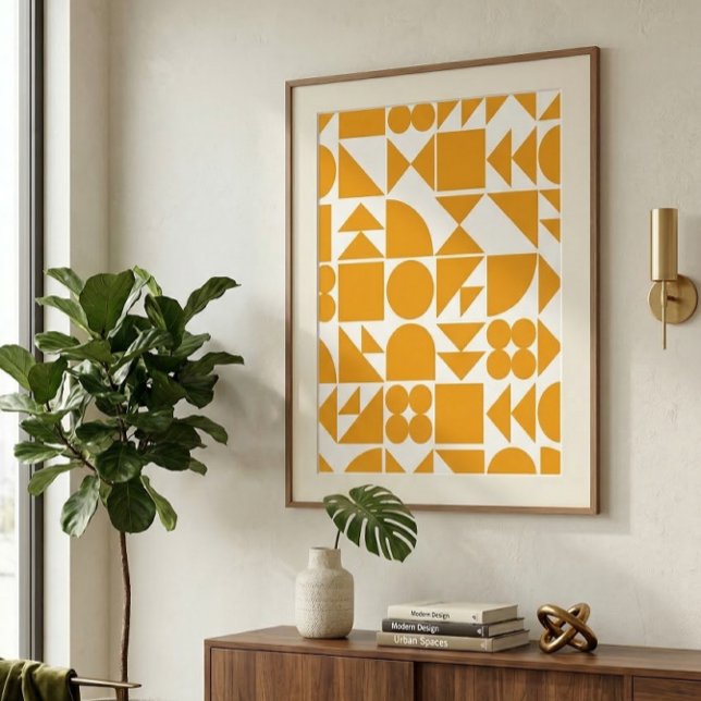 Poster Padrão de Formas Geométricas Modernas Amarelo-na m (Criador carregado)