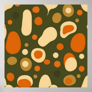 Poster Padrão de Formas Orgânicas Abstratas Retrô