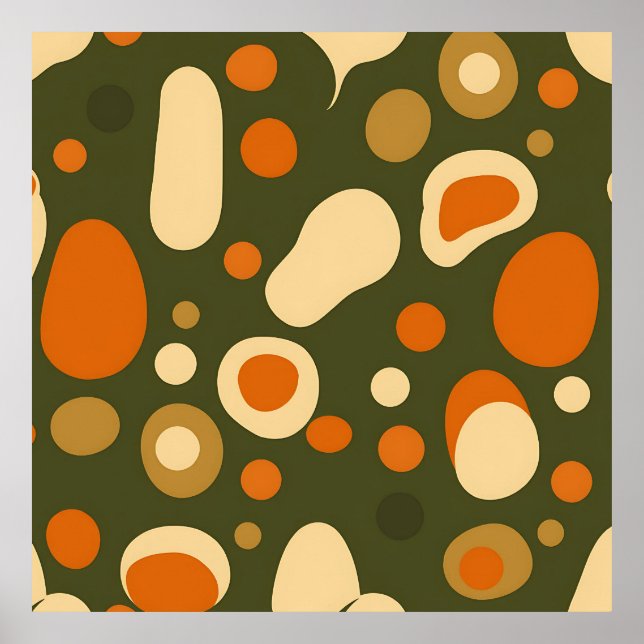 Poster Padrão de Formas Orgânicas Abstratas Retrô (Frente)