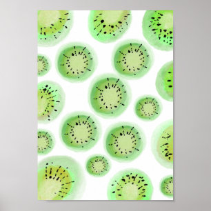 Poster Padrão de Fruta de Abstrato Kiwi, Limão brilhante