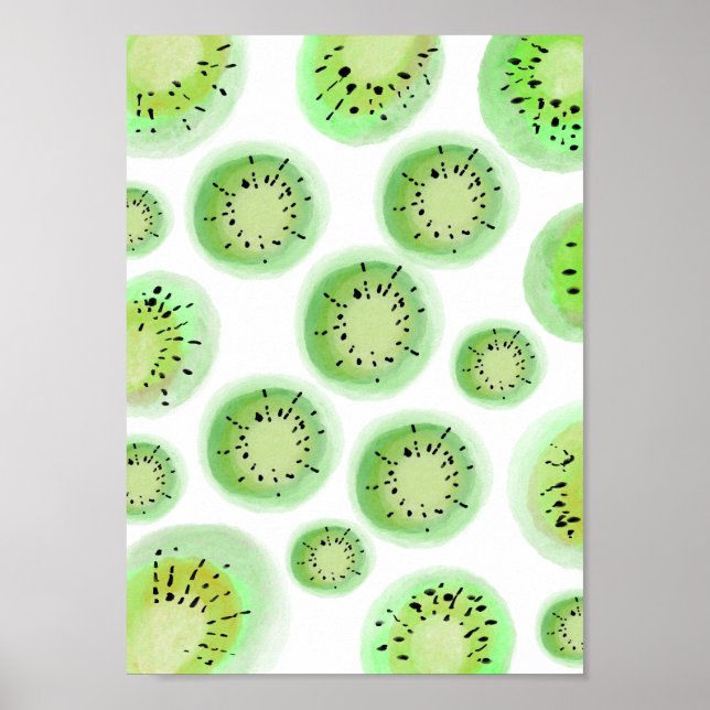 Poster Padrão de Fruta de Abstrato Kiwi, Limão brilhante (Frente)