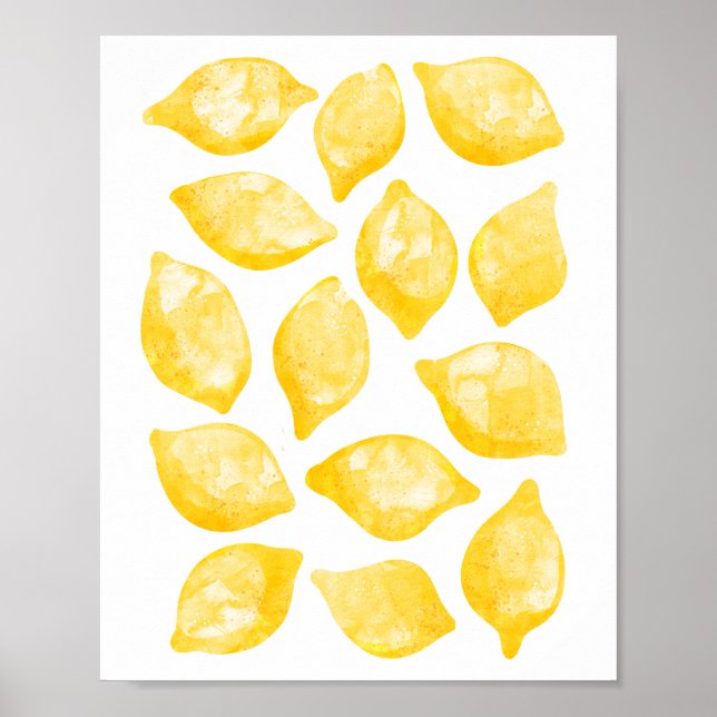 Poster Padrão de Fruta de limão de aquarelas (Frente)