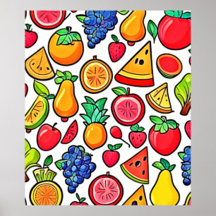 Poster Padrão de Fruta vibrante