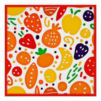 Pôster Padrão de Fruta vibrante
