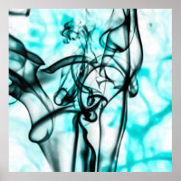 Padrão de fumaça de Abstrato de Teal Negro e Aqua