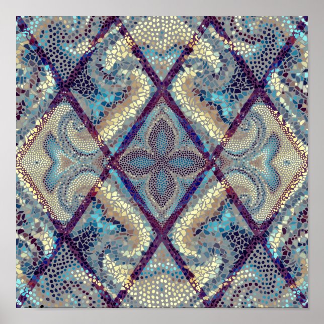 Poster Padrão de fundo sem costura. Padrão artístico mosa (Frente)