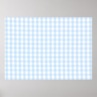 Pôster Padrão de gingham azul claro
