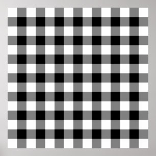 Pôster Padrão de Gingham Preto e Branco