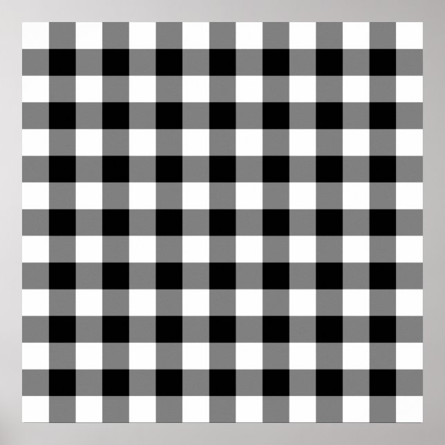 Pôster Padrão de Gingham Preto e Branco (Frente)