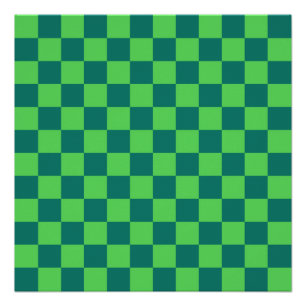 Pôster Padrão de Gingham Verde Azul