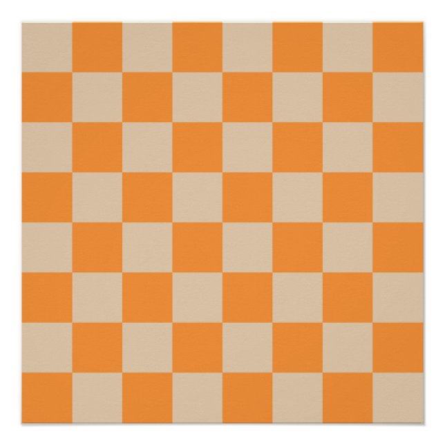Pôster Padrão de Gingham Verificado por Laranja (Frente)
