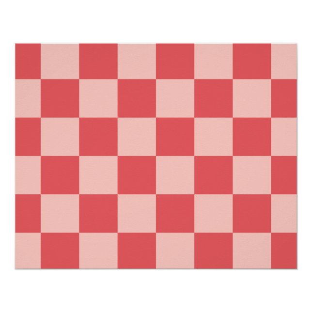 Pôster Padrão de Gingham Vermelhos Rosa Verificado (Frente)