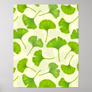 Poster Padrão de ginkgo em branco