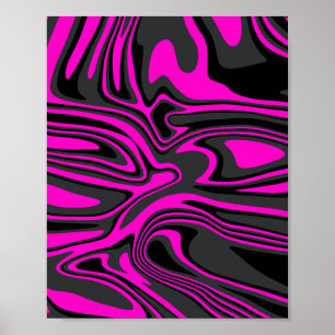 Poster Padrão de giro abstrato rosa e preto
