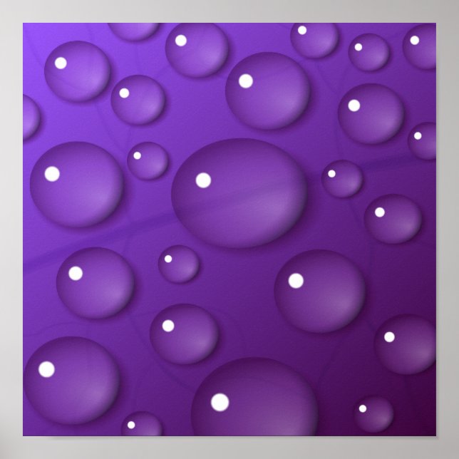 Poster Padrão de Gota de Água Roxa (Frente)