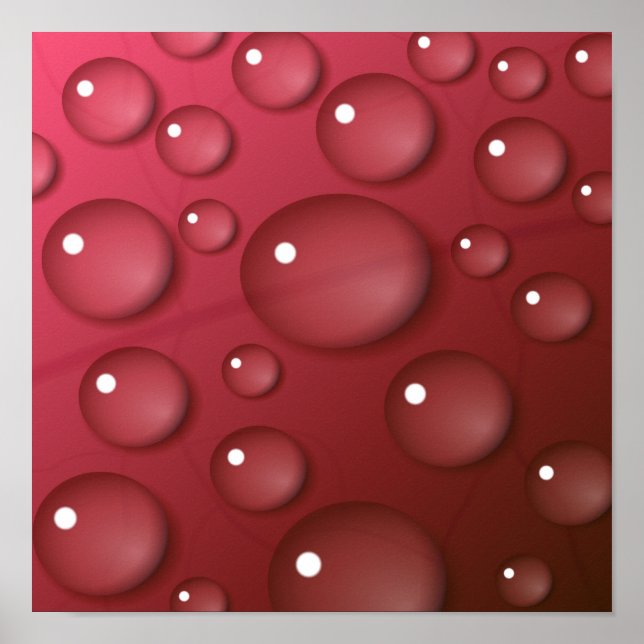 Poster Padrão de Gota de Água Vermelha (Frente)