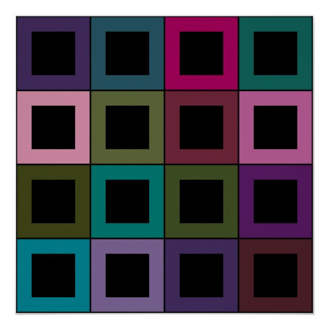Pôster Padrão de Grade de Bloco Quadrado Colorido (Frente)