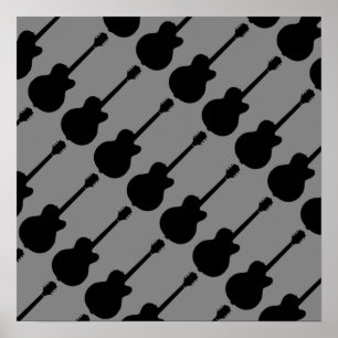 Pôster padrão de guitarras de rock preto