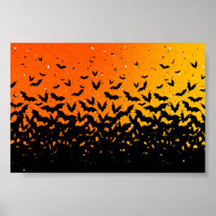Poster Padrão de Halloween do Vampiro Drácula de Silhouet