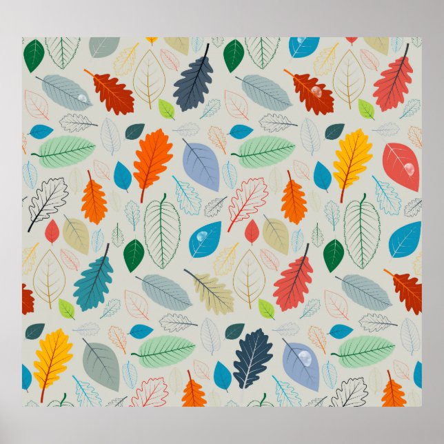 Poster Padrão de Ilustração do Vintage Autumn Deixa (Frente)