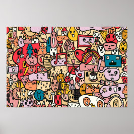 Poster Padrão de Lançamento Desenhado à Mão de Personagem