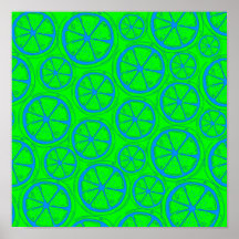 Padrão de Limão Limão Azul com Fundo Verde Neon