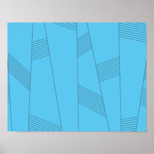 Poster Padrão de linha abstrato azul, simples, elegante