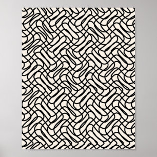 Poster Padrão De Linha abstrato Preto E Branco