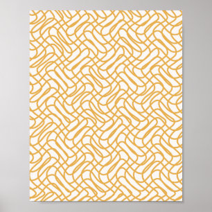 Poster Padrão De Linha De Abstrato De Creme Branco E Amar