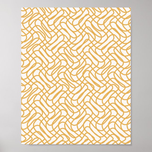 Poster Padrão De Linha De Abstrato De Creme Branco E Amar (Frente)