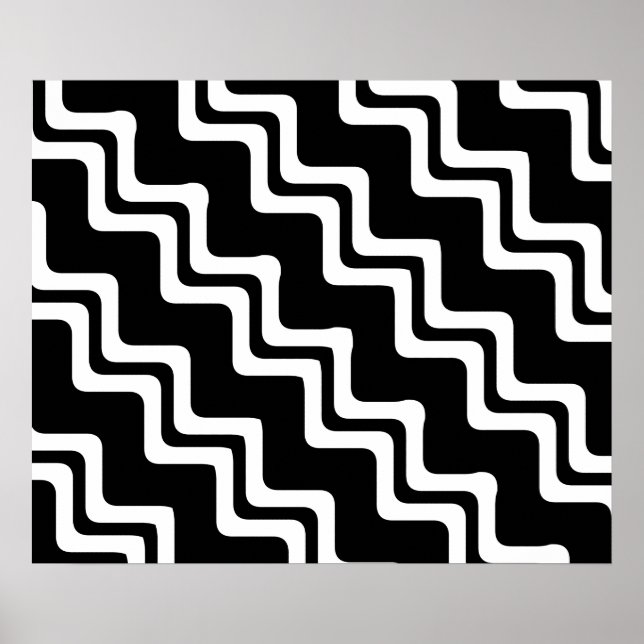 Poster Padrão de linha de cor dupla de Zig Zag diagonal (Frente)