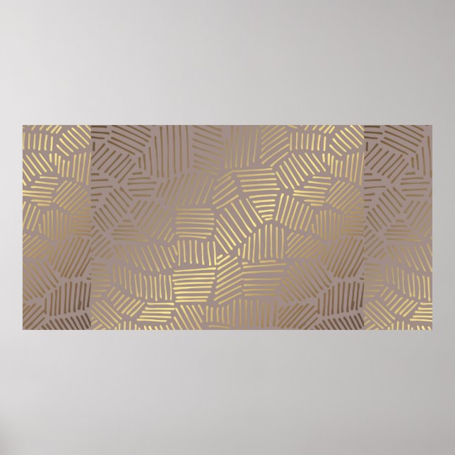 Poster padrão de linhas de ouro abstrato (Frente)