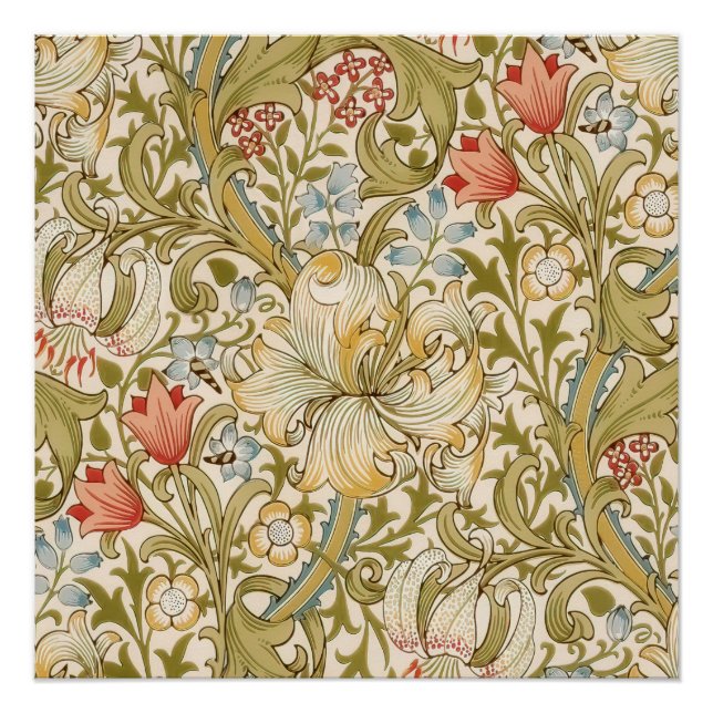 Pôster Padrão de Lírio de William Morris (Frente)