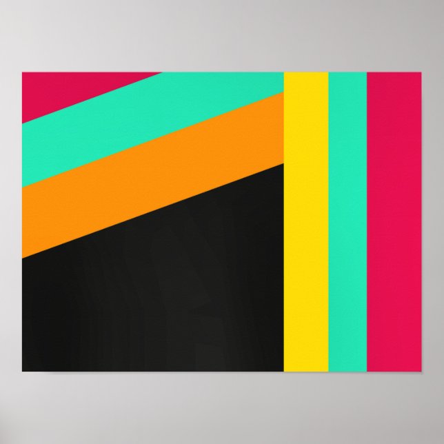 Poster Padrão de listras modernas coloridas (Frente)