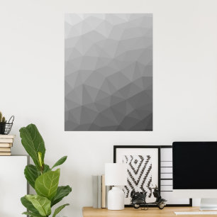 Poster Padrão de Malha Geométrica Gradiente Cinza