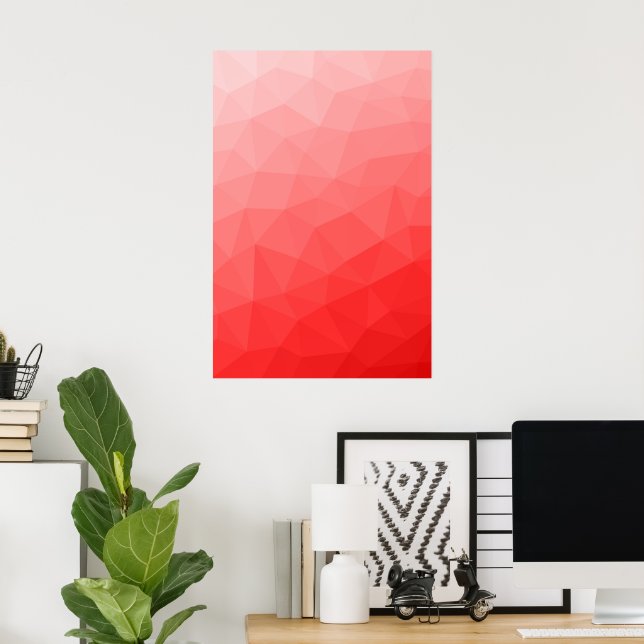 Poster Padrão de malha geométrica gradiente vermelho (Escritório em casa)