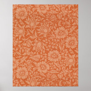 Pôster Padrão de Malva de William Morris: Floral Terracot