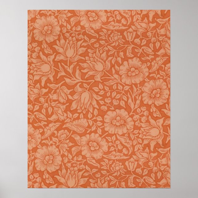 Pôster Padrão de Malva de William Morris: Floral Terracot (Frente)