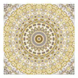 Pôster Padrão de Mandala Amarelo do ouro