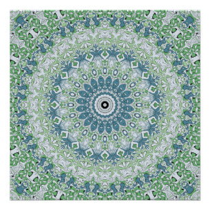 Pôster Padrão de Mandala Costeira Azul e Verde Marinho