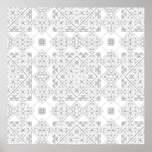 Poster Padrão de Mandala de Azulejo de Diamante Ornamenta