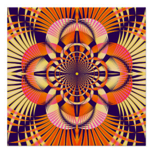 Pôster Padrão de Mandala Fractal Geométrico Art Déco