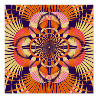 Pôster Padrão de Mandala Fractal Geométrico Art Déco