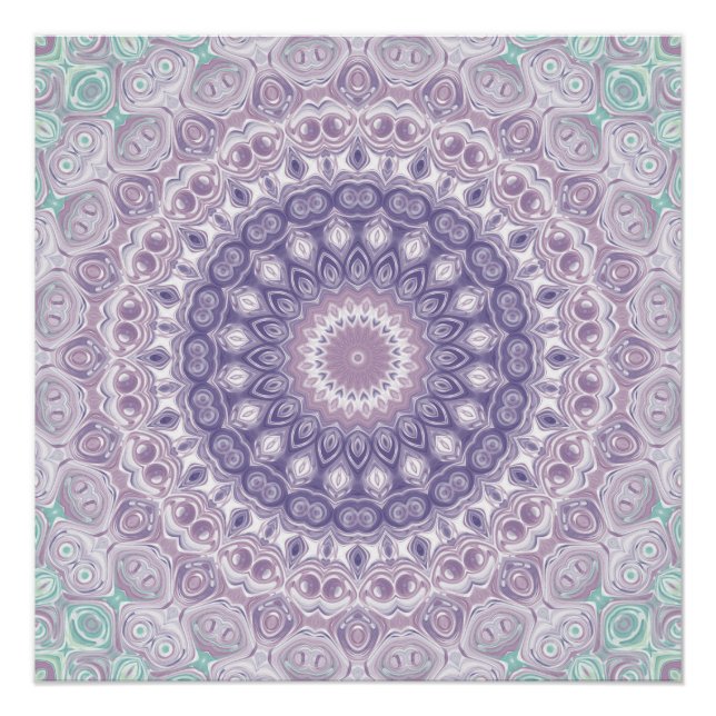 Pôster Padrão de Mandala Lavanda e Lilás (Frente)