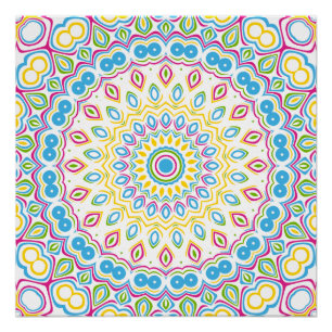 Pôster Padrão de Mandala Multicolorido Colorido